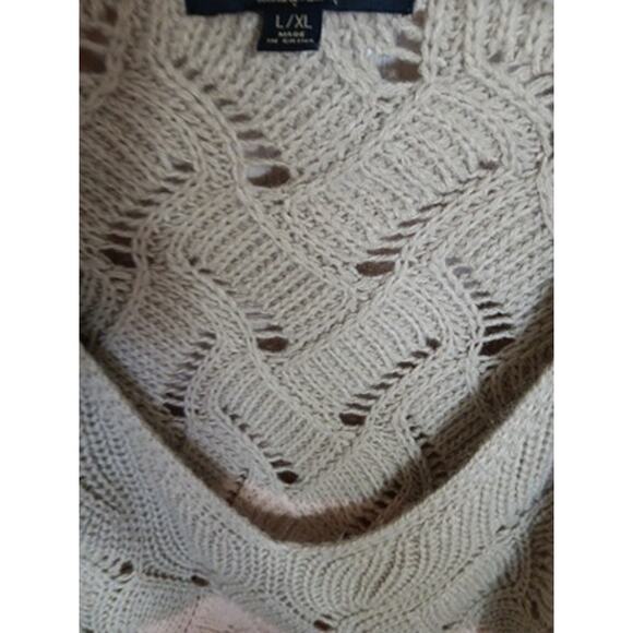 Suzanne Betro Signature Minnie Y open weave v neck color block sweater L/XL - Picture 3 of 3